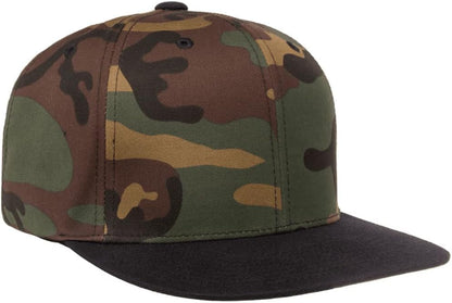 YP Classics 6089 Wool-Blended 6 Panel High Profile Flatbill Snapback Cap - color: Camo/Black