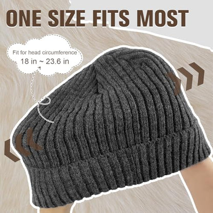 MIG4U Beanie Hat Wool Knitted Fleece Lined, Warm Soft Coral Thick Cuffed Beanie Cap, Classic Double-Layers Winter Hat