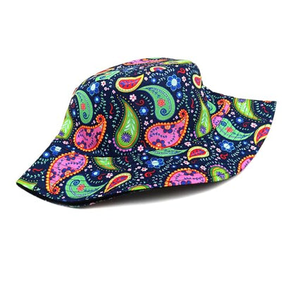 Quanhaigou Reversible Printed Bucket Hat,Summer Beach Outdoor Cap - color: Paisley Boho