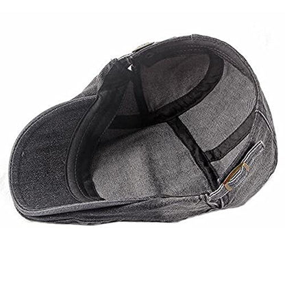 2 Pack Mens Denim Cotton Newsboy Cap Ivy Gatsby Driving Hunting Cabbie Hats - color: 2 Pack-g
