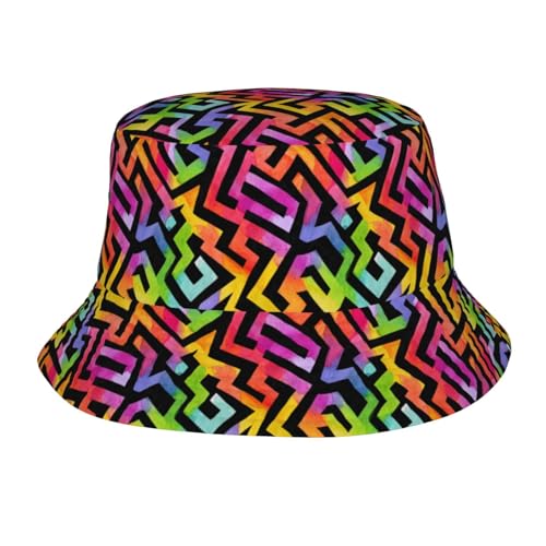 Bucket Hat for Men Women Packable Sun Hats Fisherman Outdoor Summer Travel Hiking Beach Caps - color: Colorful Geometry