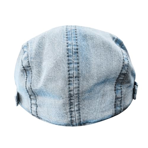 meioro Women Denim Newsboy Hat Cotton Flat Cap Ivy Gatsby Driving Hunting Gatsby Cabbie Denim Hats for Men - color: Light Blue-a