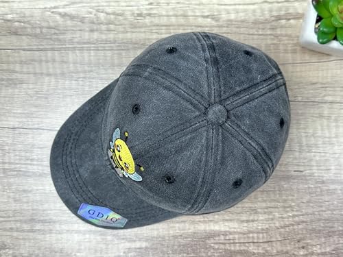 Adjustable Embroidery Animal Baseball Hat for Kid Toddler Child - color: Bee (Washed Black)