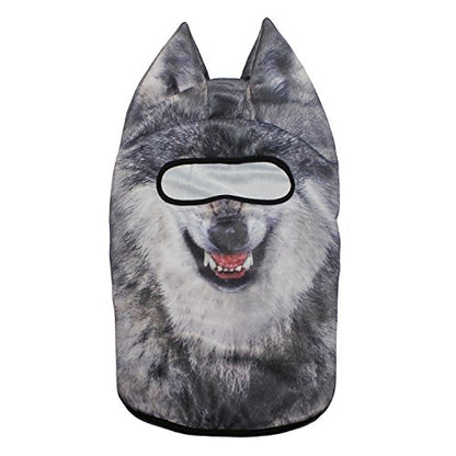 WTACTFUL 3D Animal Ears Balaclava, Breathable Face Mask for Halloween - color: Gray Coyote Meb-10