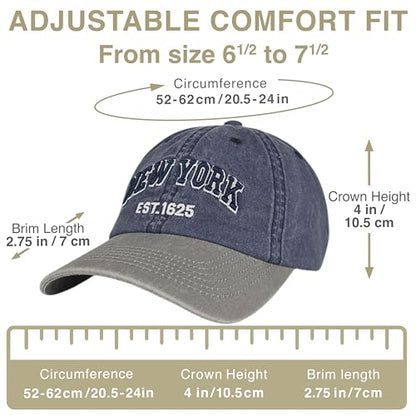 E BY ELIDAN NY Dad Hat, New York EST.1625 Cotton Baseball Cap Women & Men - color: Navy Chrome