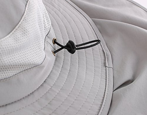 Home Prefer Outdoor UPF50+ Mesh Sun Hat Wide Brim Fishing Hat with Neck Flap Sun Hat for Men Women - color: Light Gray