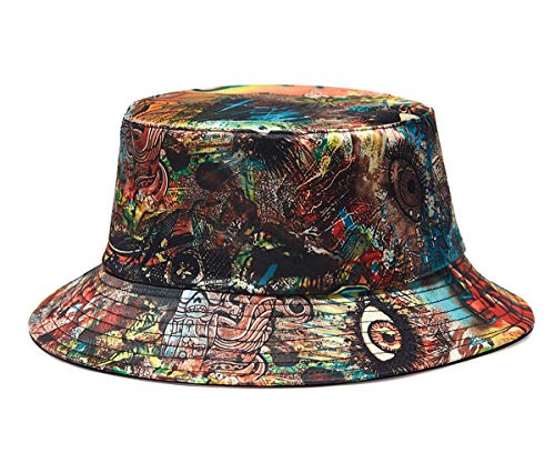 Quanhaigou Bucket Hat for Men Women,Packable Reversible Printed Sun Hats,Fisherman Outdoor Summer Travel Hiking Beach Caps - color: Graffiti Green