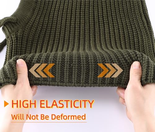 Connectyle Knit Hooded Scarf Hat Pullover Balaclava Beanie Skull Cap with Drawstring Neck Gaiter Hood Winter Hats for Women - color: Army Green