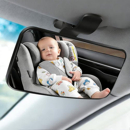 Car Interior Rearview Mirror, 360° Adjustable Wide Angle Sun Visor Backseat Mirror with Suction Cup, Universal Clip-on Safety Rear View Mirrors for Viewing Rear Passengers