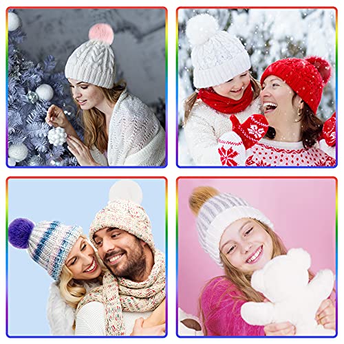 SIQUK 30 Pieces Faux Fur Pom Pom for Hats with Elastic Loop - color: Rainbow