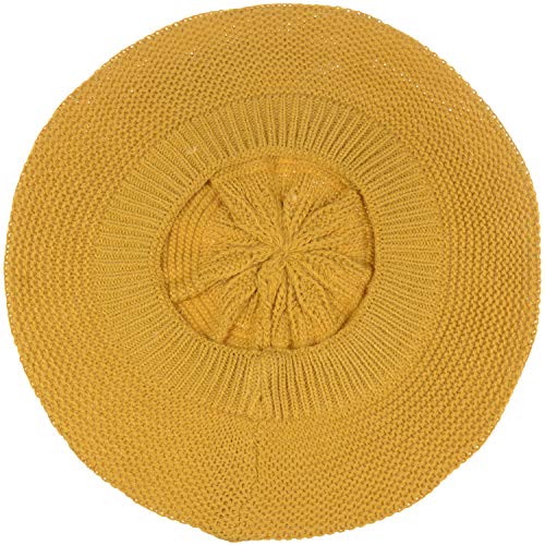 BYOS Chic French Style Lightweight Soft Slouchy Knit Beret Beanie Hat in Solid - color: 2-pack Mustard Yellow & Black