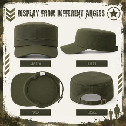 Eurzom 6 Pcs Cadet Cap Military Hat for Men Women Adjustable - color: Army Green