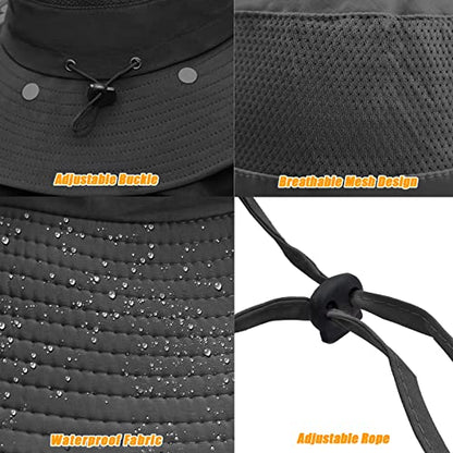 Fishing Hat for Men & Women, Sun Protection Hat with Face Cover & Neck Flap - color: Black