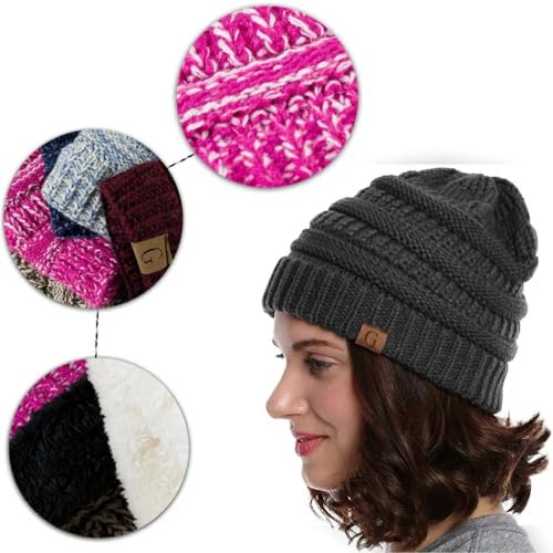 Women's Men Knit Slouchy Baggy Navy Beanie Oversize Winter Hat Ski Fleece Slouchy Cap
