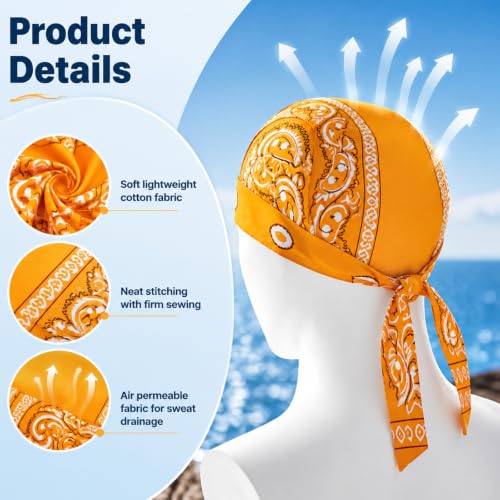 18 Pcs Multicolor Durag for Women with Cotton Paisley Print Sun Protection