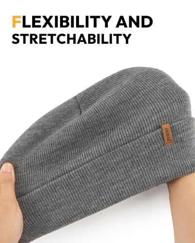 Beanie for Men Women, Winter Double Layer Warm Hat Skull Cap - color: Black+grey+burgundy