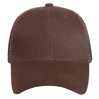 Falari Trucker Hat Baseball Cap Structured Plain Design 6 Panel, Adjustable Size - color: 1pk Brown
