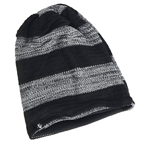 VECRY Mens Slouchy Beanie Knit Skull Cap Long Baggy Hip-hop Winter Summer Hat B305 - color: Retro-black&grey, size: Large