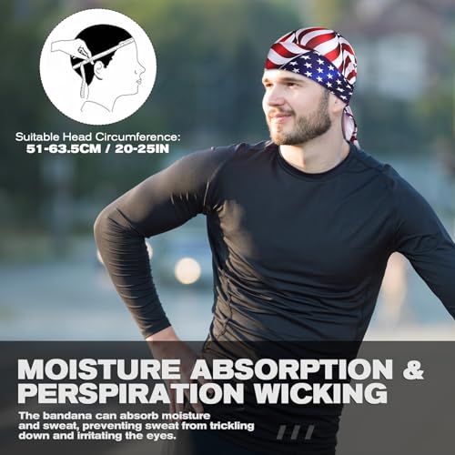 YANIKY Bandanas Skull Caps for Men, Do Rag Women Breathable Helmet Liner - color: Flag