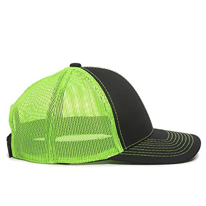 Outdoor Cap Unisex-Adult Outdoor Cap Structured Mesh Back Trucker Cap - color: Black/Neon Green