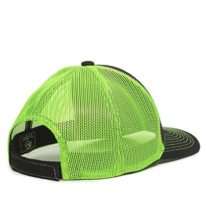 Outdoor Cap Unisex-Adult Outdoor Cap Structured Mesh Back Trucker Cap - color: Black/Neon Green