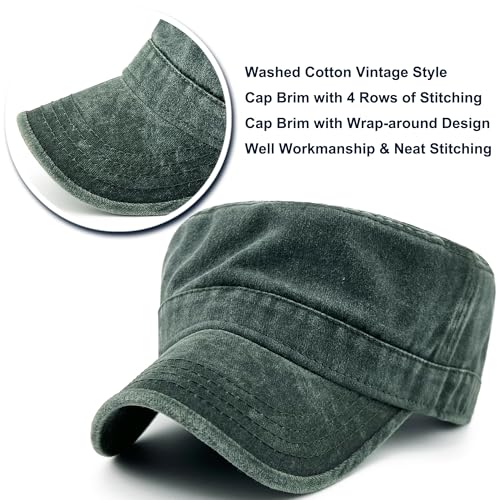 Loneshark Washed Cotton Military Hat Cadet Cap Army Flat Top Basic Everyday - color: Olive, size: X-Large-XX-Large