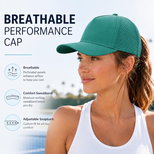 5 Panel Baseball Cap Quick Dry Mesh Snapback Hat for Women Men - color: Lakegreen