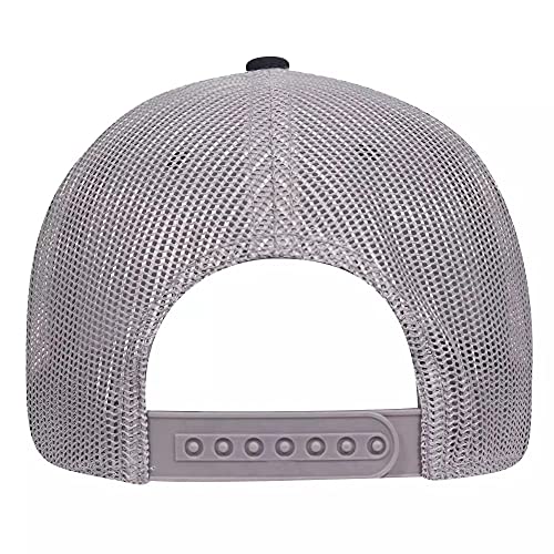 Ashen Fane 6 Panel Low Profile Contrast Vertical Mesh Back Snapback Hat - color: Nvy/Nvy/Gry