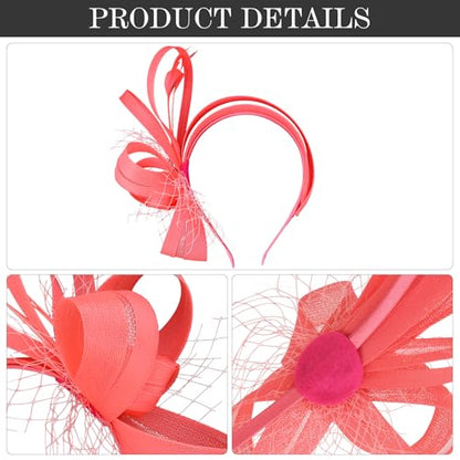 Fascinators Hats for Women, Fascinator Headband Tea Party Hat - color: Watermelon Red