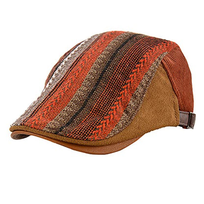 M MOACC Men Beret Hat Cotton Adjustable Newsboy Hats Cabbie Gatsby Cap Driving Flat Caps - color: Hat-t6-orange Red