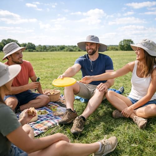 HUAMULAN Men Wide Brim Sun Hat Summer Outdoor Women Bucket Fishing Hats - color: D3-lightgray