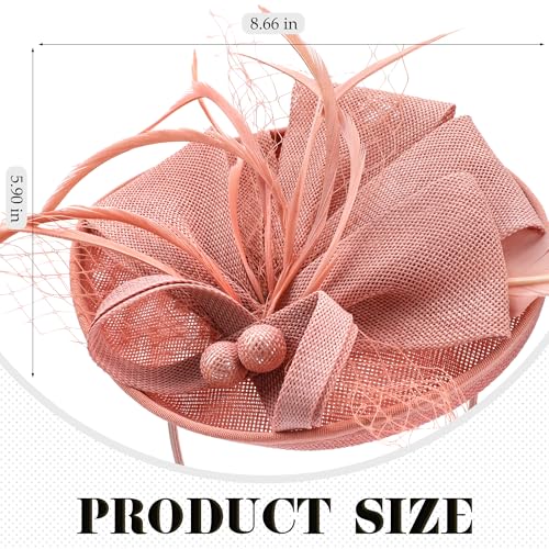 Zinniday Fascinator Tea Party Hat - 2026 Derby Pillbox Kentucky Hat for Women (7.87x5.9inch) - color: Pink