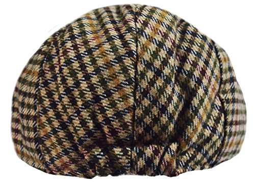 Wonderful Fashion Men's Herringbone Wool Tweed Newsboy IVY Cabbie Driving Hat - color: Camel Plaid