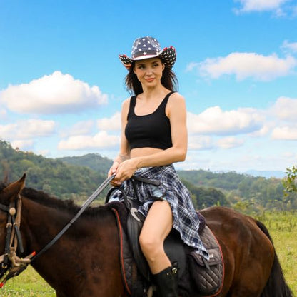 Straw Cowboy Hat for Men and Women Cowgirl Cowboys Cowgirls Woven Crease for Western Gift Gifts - color: White Blue Hat