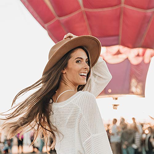 DRESHOW Women Classic Felt Fedora Wide Brim Floppy with Belt Buckle Panama Hat - color: 1 Pack Fedora Hat: Khaki