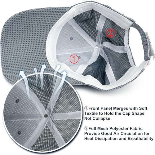 Long Brim Golf/Running Hat Full Mesh Baseball Cap Breathable - color: Light-grey, size: One Size