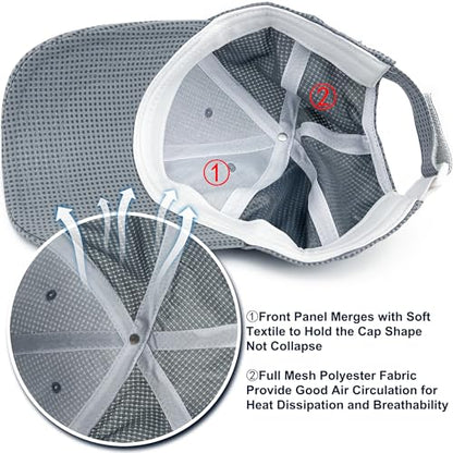 Long Brim Golf/Running Hat Full Mesh Baseball Cap Breathable - color: Light-grey, size: One Size