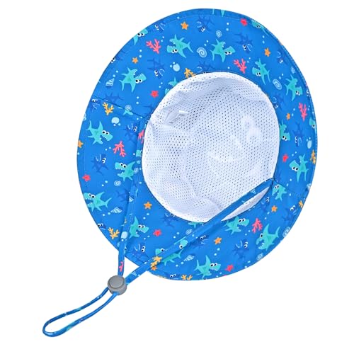 Kids Toddler Baby Boy Sun Hat Summer Bucket Hats with UPF 50+ UV Sun Protective - color: 24-shark, size: 2-4T