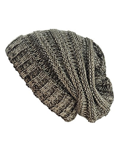 NYFASHION101 Slouch Wrinkled Beanie Cap Slouchy Skull Hat - color: Brown Mix