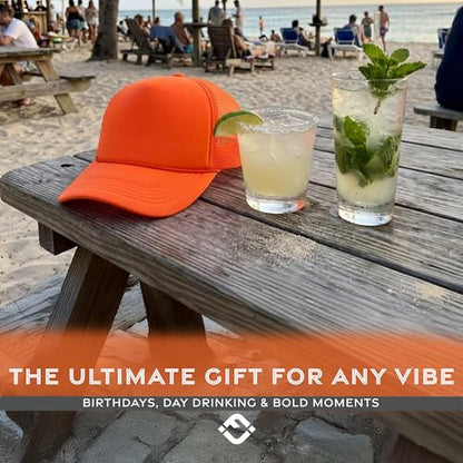 Funky Junque Blank Mesh Foam Lightweight Snapback Trucker Hat - color: Neon Orange