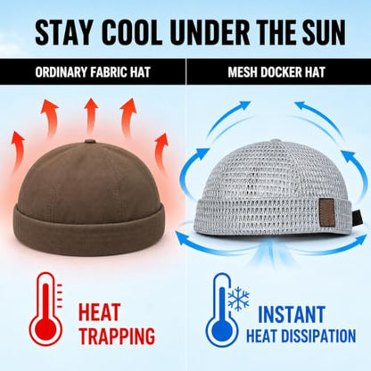 2-Pack Brimless Hats for Men,Adjustable Breathable Lightweight Brimless Cap