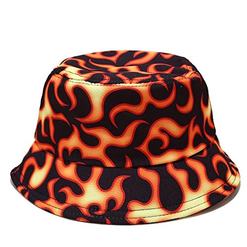 Quanhaigou Unisex Sun Hats, Fashion Beach Bucket Hat for Men Women,Summer Outdoor Boonie Cap Breathable Packable - color: Fire Black
