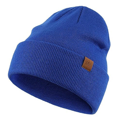 Home Prefer Mens Winter Hats Acrylic Knit Cuff Beanie Cap Warm Womens Beanie Hat - color: Bright Royal