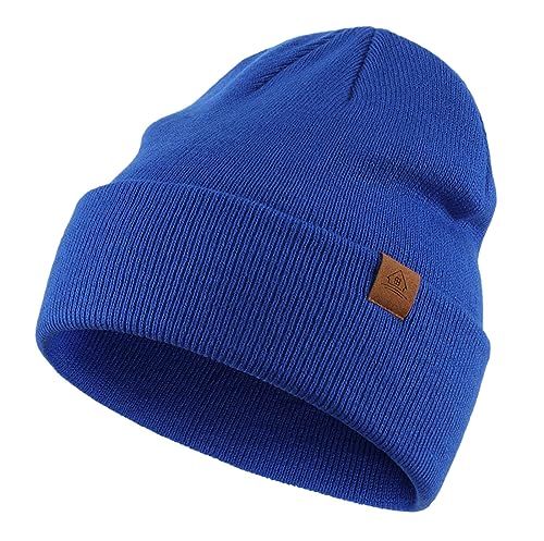 Home Prefer Mens Winter Hats Acrylic Knit Cuff Beanie Cap Warm Womens Beanie Hat - color: Bright Royal