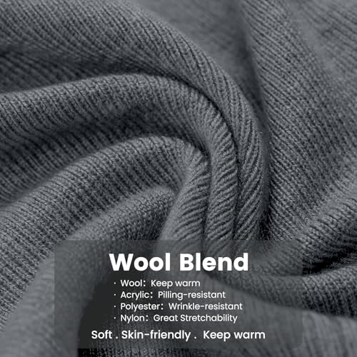 Wool Blend Ribbed Knit Beanie for Men Women, Double Layer Warm Winter Hat Beanies Skull Cap - color: Medium Grey