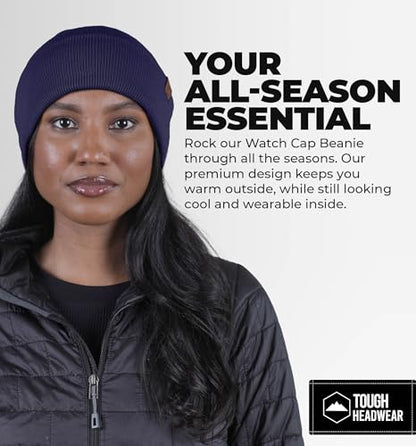 Tough Headwear Beanie Hat - Stretch-Fit Beanie for Men - Insulated Winter Hats for Women - Durable Knit Men’s Winter Cap - color: Navy Blue