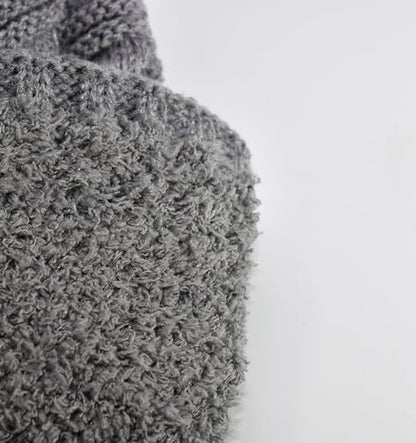 C.C Fuzzy Fleece Lined Warm Oversized Chunky Soft Stretchy Oversized Two Way Ribbed Slouchy Knit Hat with Visor Brim - color: Light Melange Grey