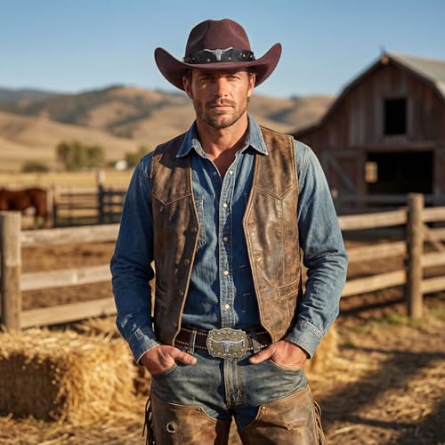 Chicingyou Cowboy Hat Belt - color: Coffee, size: for 35-38" Waist, style: Rivets