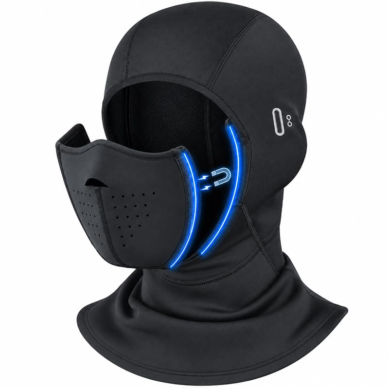Magnetic Balaclava Ski Mask for Men/Women Windproof Face Cover Fleece Milk Silk Headgear for Snowboard Winter Motorcycle Openable