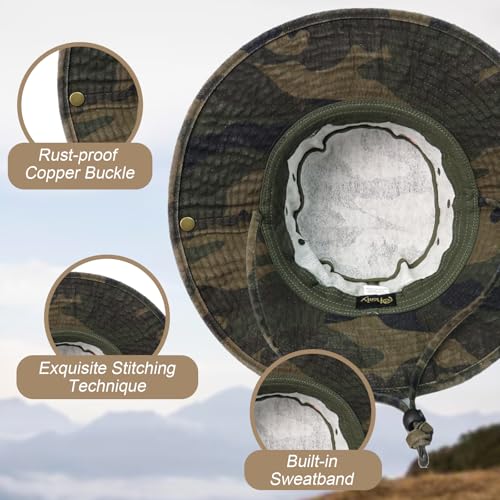 Bucket Hat UV Protection Sun Hat, Boonie Fishing Safari Hats for Outdoors - color: Camo